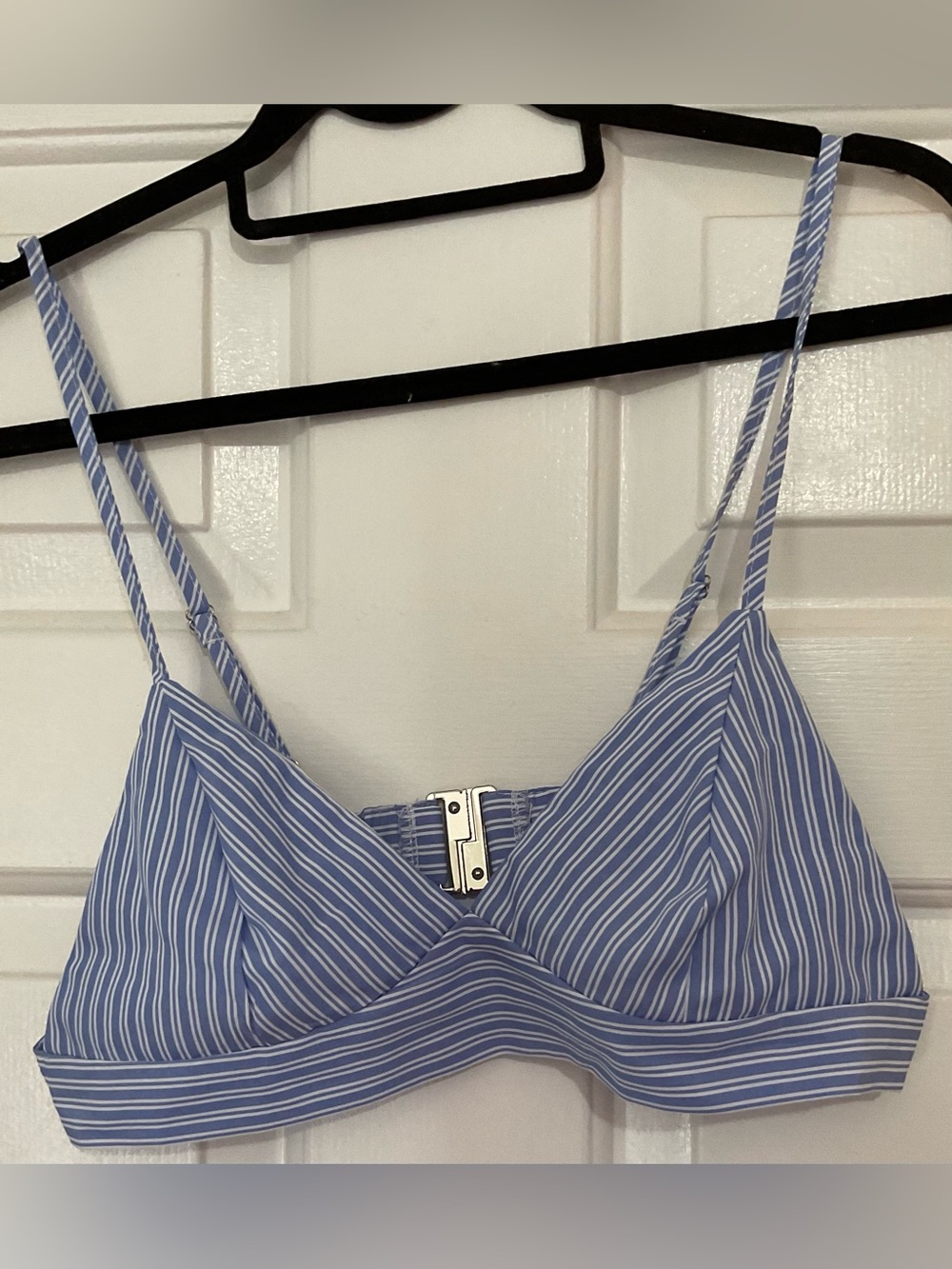 SHEIN Blue and White Pinstripe Wide-Leg Two Piece - Picture 3 of 13